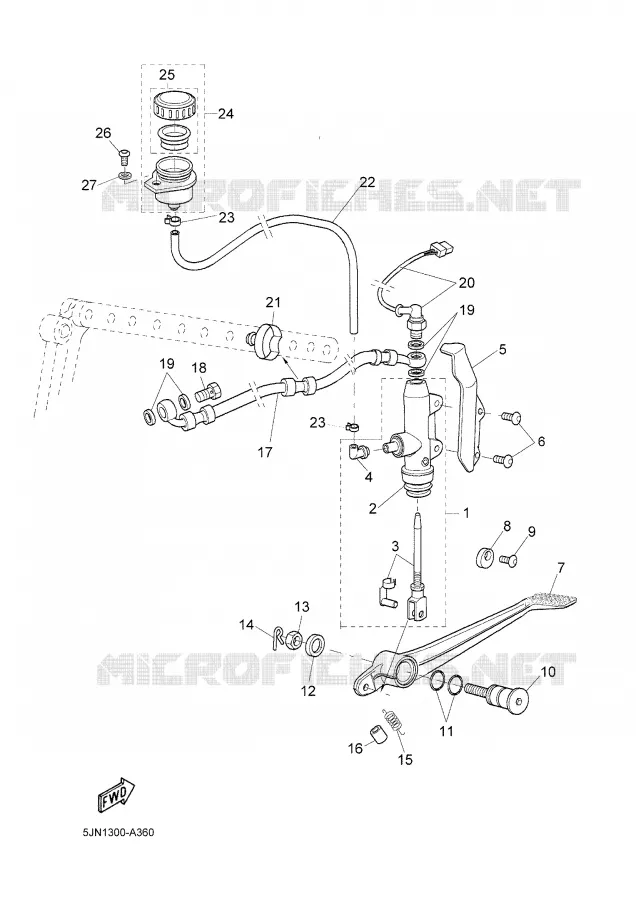 MAITRE CYLINDRE DE FREIN ARRIERE Yamaha MOTO 1100 2003 BULLDOG  BT1100