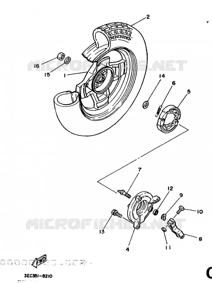 ROUE ARRIERE Yamaha SCOOTER 50 1989 BELUGA  CH50