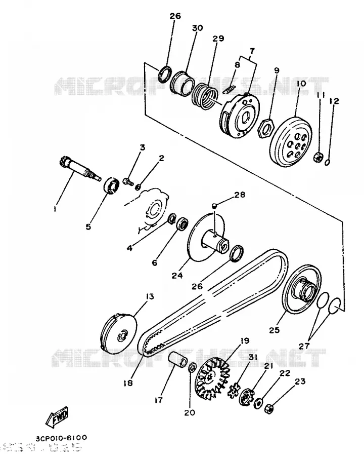 EMBRAYAGE DE DEMARREUR Yamaha SCOOTER 80 1990 ACTIVE  CH80
