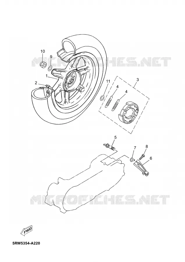 ROUE ARRIERE Yamaha SCOOTER 50 2002 JOG  CS50