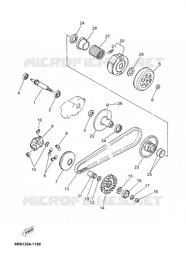 EMBRAYAGE DE DEMARREUR Yamaha SCOOTER 50 2003 JOG  CS50M