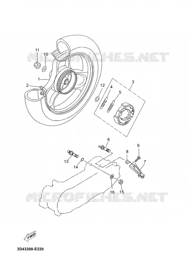 ROUE ARRIERE Yamaha SCOOTER 50 2008 JOG  CS50