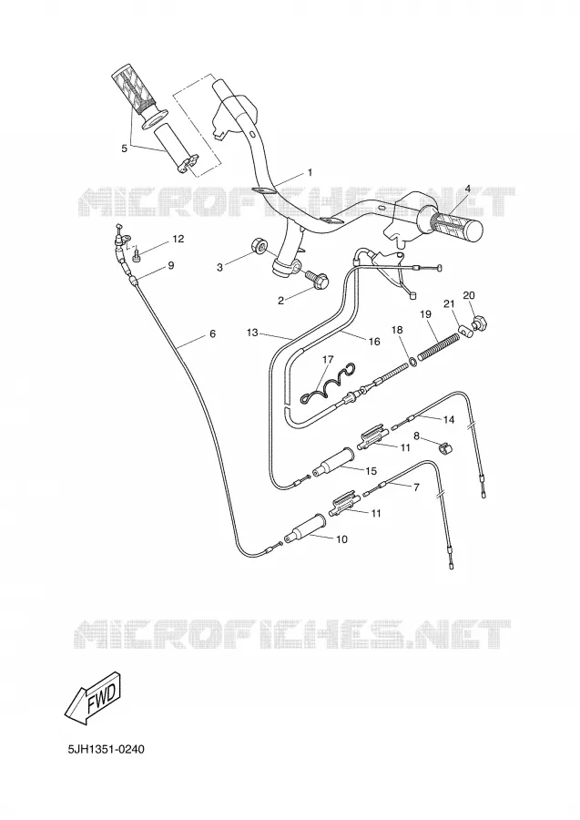 GUIDON ET CABLES Yamaha SCOOTER 50 2002 SLIDER  EW50 SLIDER