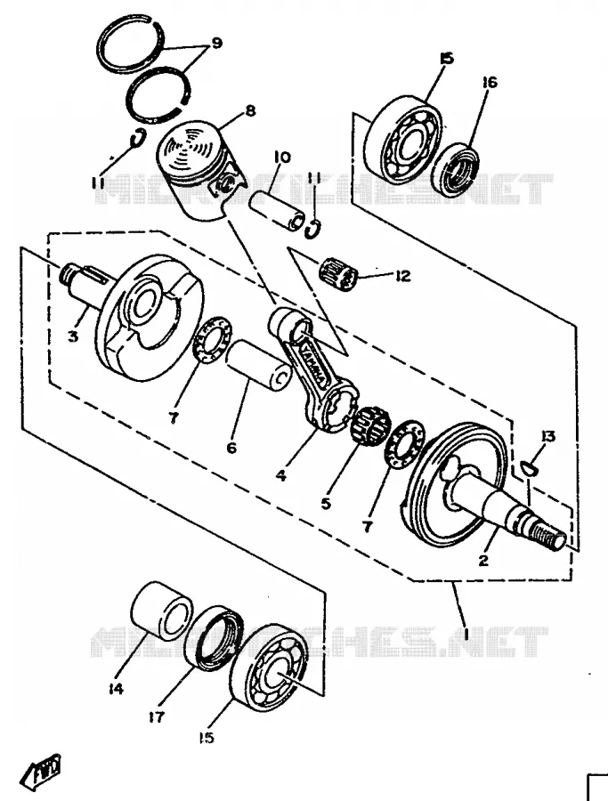 VILEBREQUIN / PISTON Yamaha MOTO 80 1987 DT  DT80