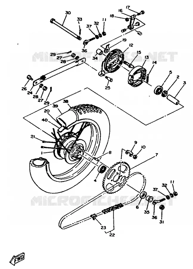 ROUE ARRIERE Yamaha MOTO 80 1987 DT  DT80