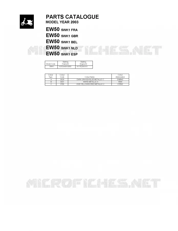 * CATALOG PREFACE * Yamaha SCOOTER 50 2003 SLIDER  EW50