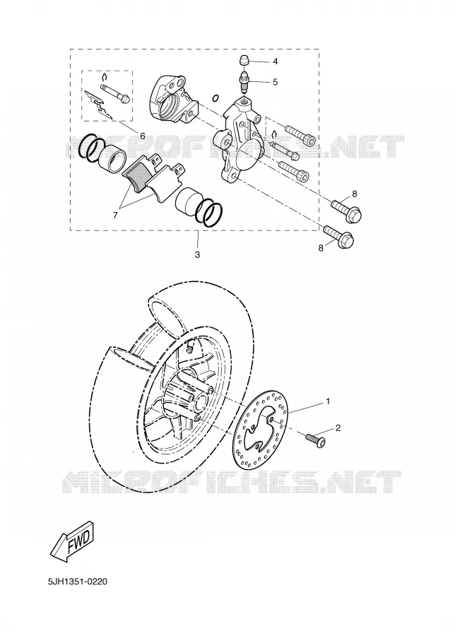 ETRIER DE FREIN AVANT Yamaha SCOOTER 50 2003 SLIDER  EW50