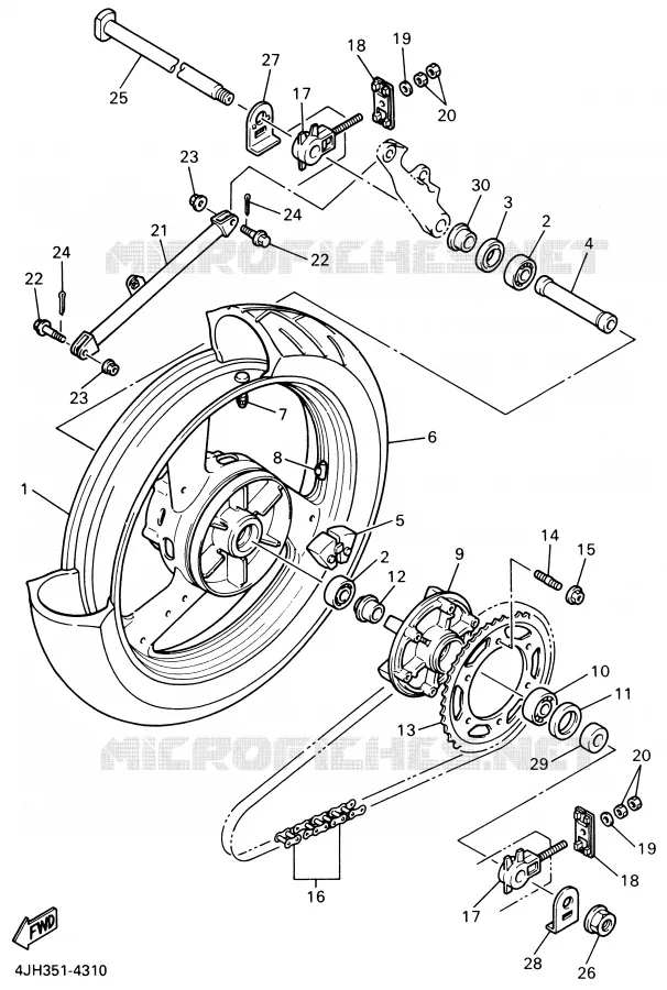 ROUE ARRIERE Yamaha MOTO 600 1999 THUNDERCAT  YZF600R