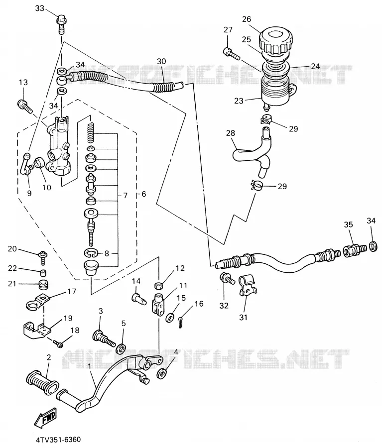 MAITRE CYLINDRE DE FREIN ARRIERE Yamaha MOTO 600 1999 THUNDERCAT  YZF600R