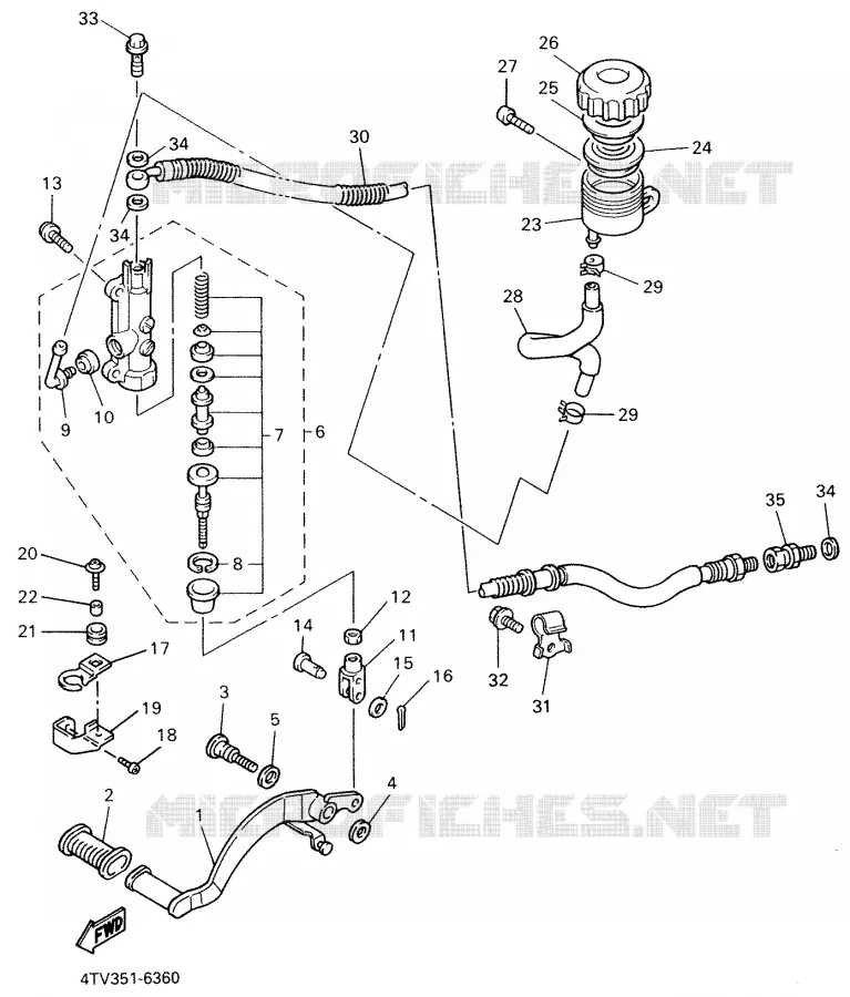 MAITRE CYLINDRE DE FREIN ARRIERE Yamaha MOTO 600 2000 THUNDERCAT  YZF600R