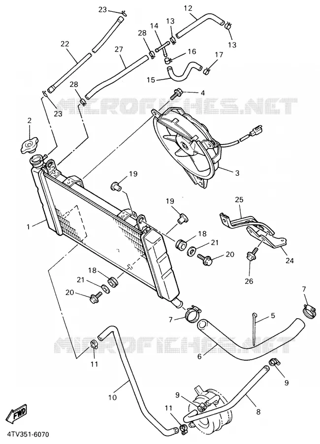 RADIATEUR / DURITES Yamaha MOTO 600 2001 THUNDERCAT  YZF600R