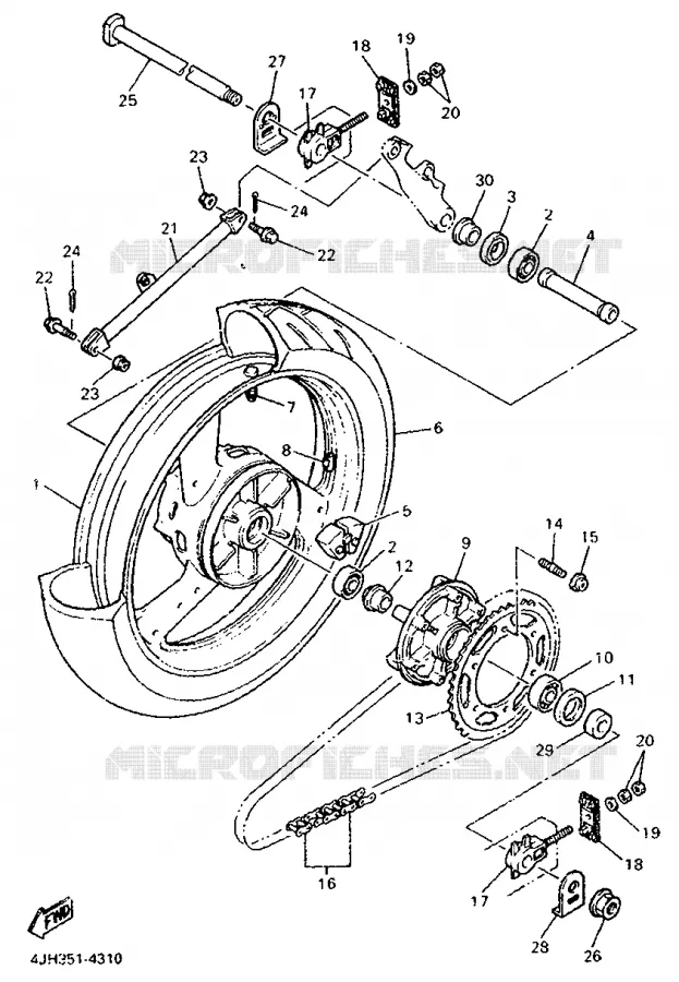 ROUE ARRIERE Yamaha MOTO 600 1996 THUNDERCAT  YZF600R
