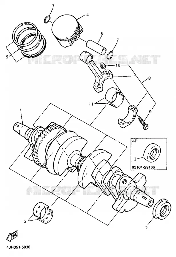 VILEBREQUIN / PISTON Yamaha MOTO 600 1996 THUNDERCAT  YZF600R