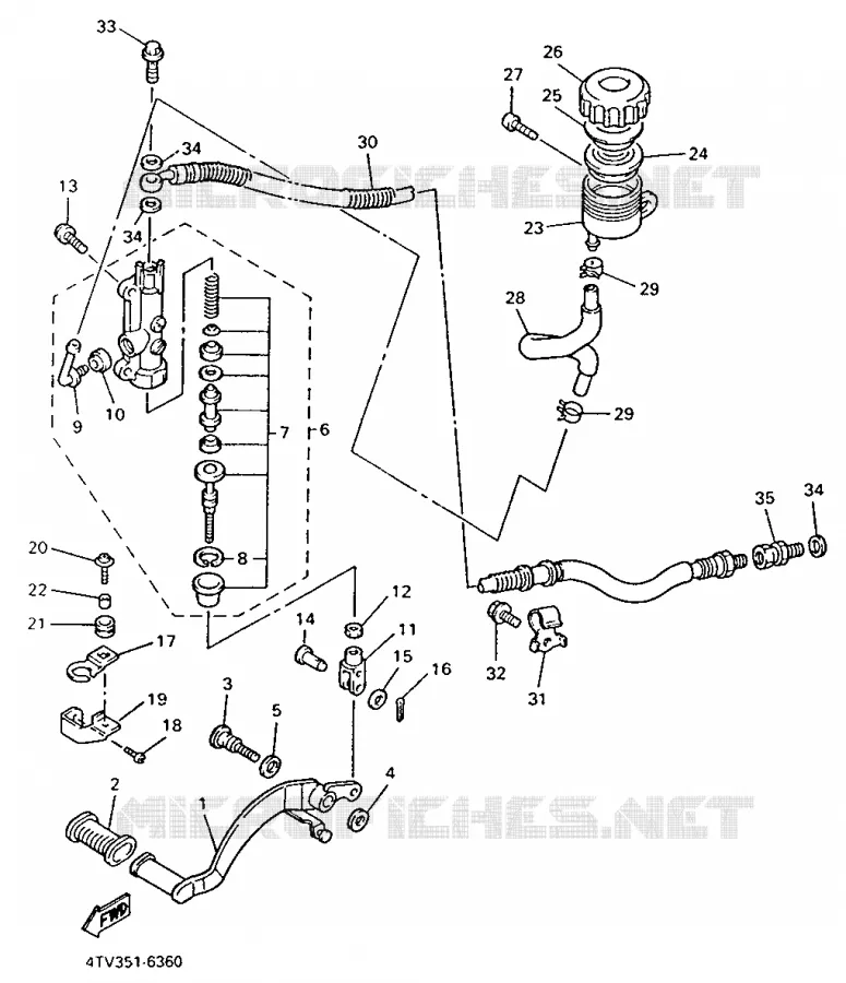 MAITRE CYLINDRE DE FREIN ARRIERE Yamaha MOTO 600 1997 THUNDERCAT  YZF600R