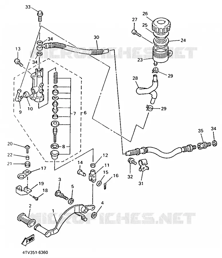 MAITRE CYLINDRE DE FREIN ARRIERE Yamaha MOTO 600 1998 THUNDERCAT  YZF600R