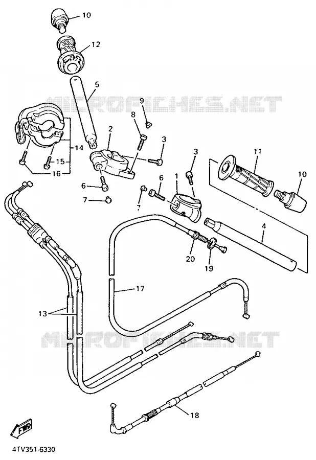 GUIDON ET CABLES Yamaha MOTO 600 1998 THUNDERCAT  YZF600R