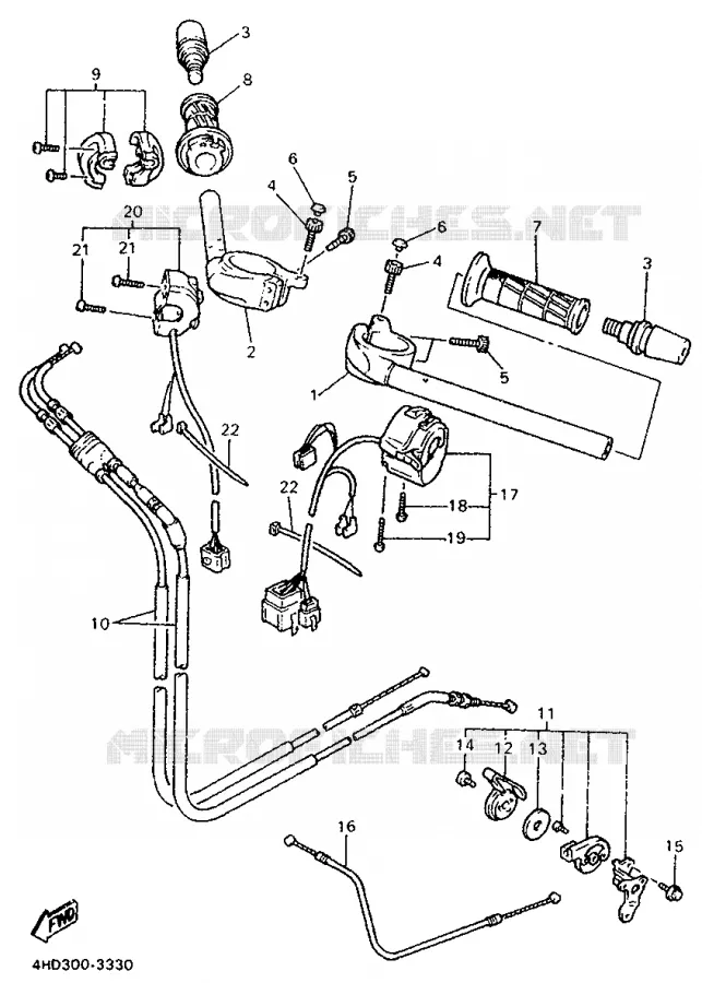 GUIDON ET CABLES Yamaha MOTO 750 1993 YZF  YZF750R