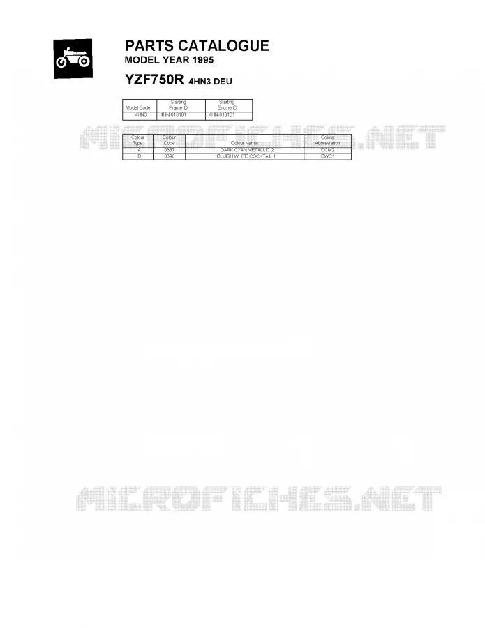 * CATALOG PREFACE * Yamaha MOTO 750 1995 YZF  YZF750R