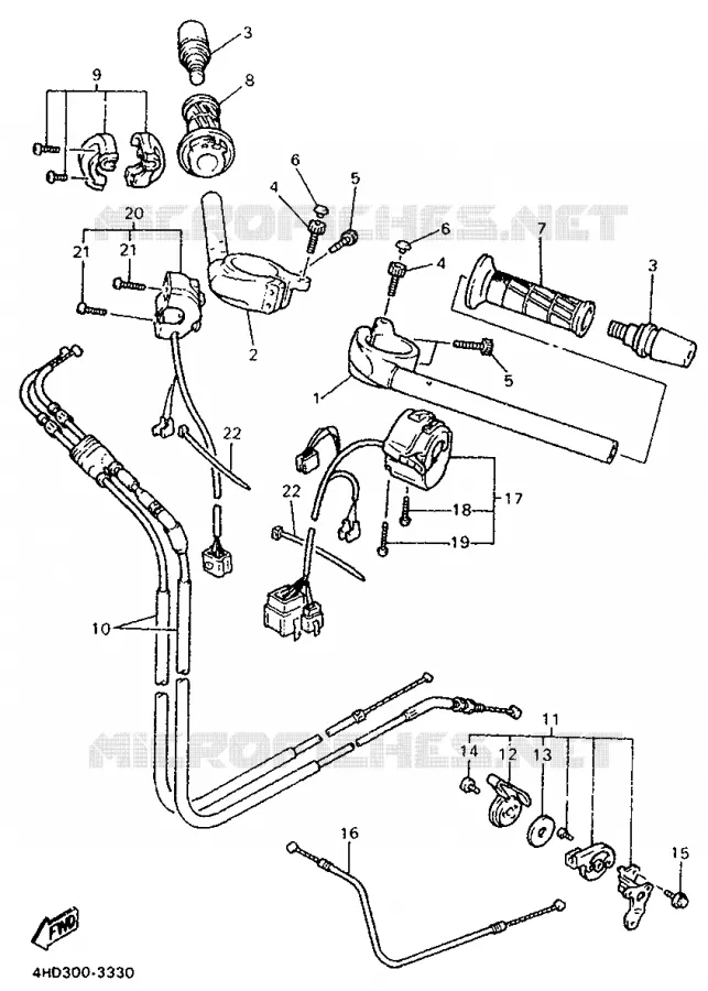 GUIDON ET CABLES Yamaha MOTO 750 1996 YZF  YZF750R