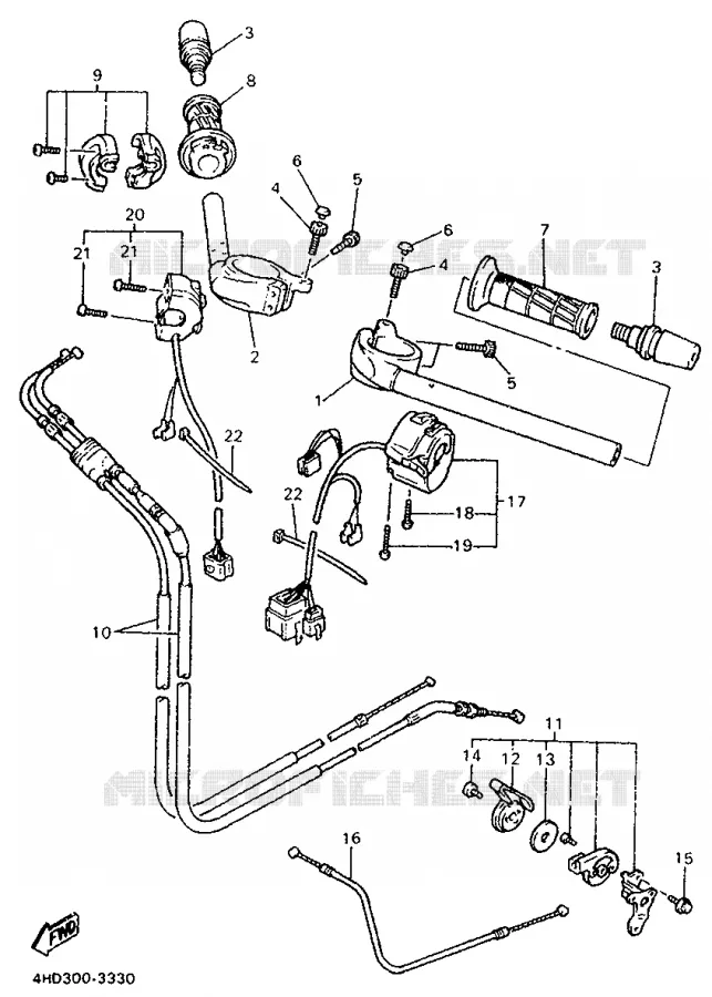 GUIDON ET CABLES Yamaha MOTO 750 1996 YZF  YZF750R