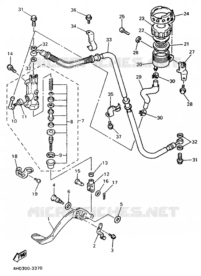 MAITRE CYLINDRE DE FREIN ARRIERE Yamaha MOTO 750 1993 YZF  YZF750SP