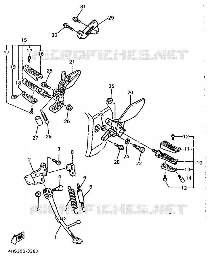 SUPPORT / REPOSE PIEDS Yamaha MOTO 750 1996 YZF  YZF750SP