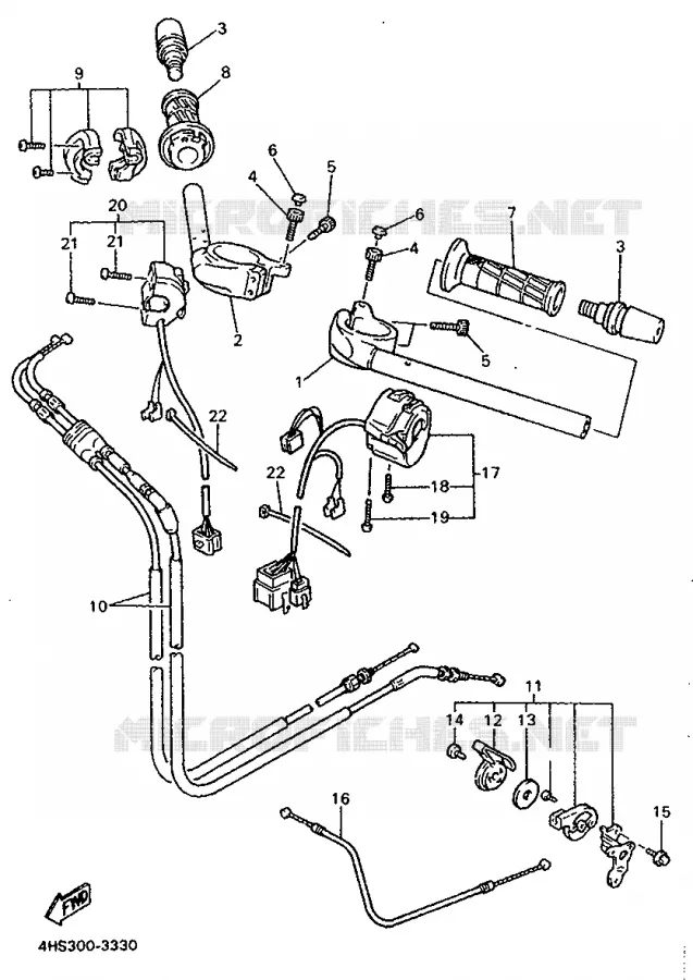 GUIDON ET CABLES Yamaha MOTO 750 1996 YZF  YZF750SP