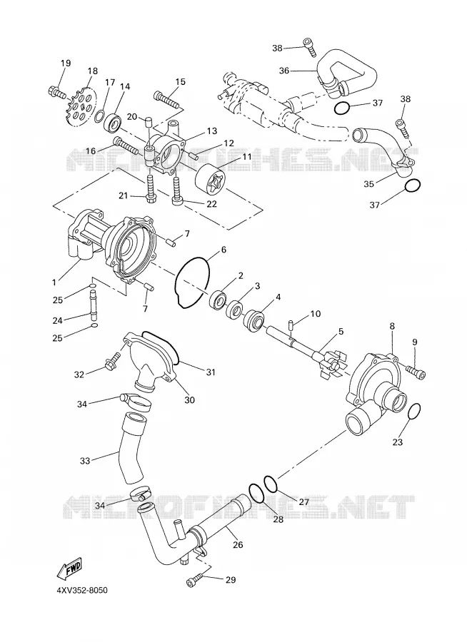 POMPE A EAU / DURITES Yamaha MOTO 1000 1998 R1  YZF-R1