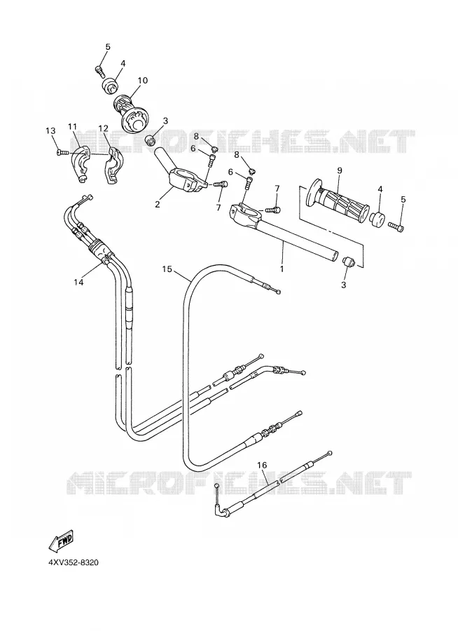 GUIDON ET CABLES Yamaha MOTO 1000 1998 R1  YZF-R1