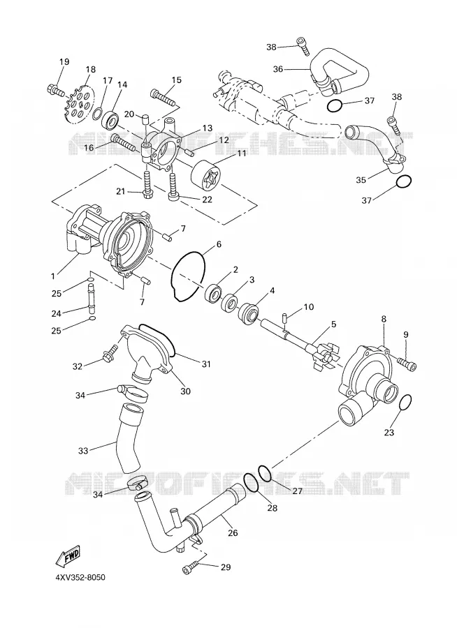 POMPE A EAU / DURITES Yamaha MOTO 1000 1998 R1  YZF-R1