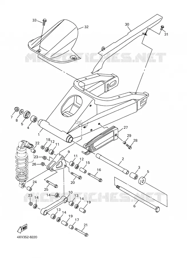 BRAS ARRIERE Yamaha MOTO 1000 1998 R1  YZF-R1