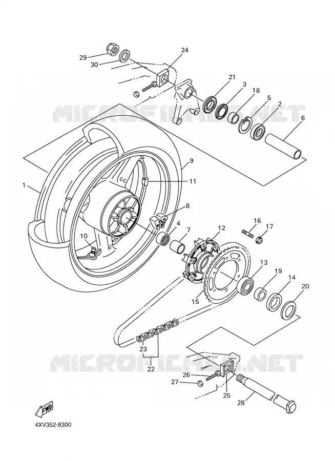ROUE ARRIERE Yamaha MOTO 1000 1999 R1  YZF-R1
