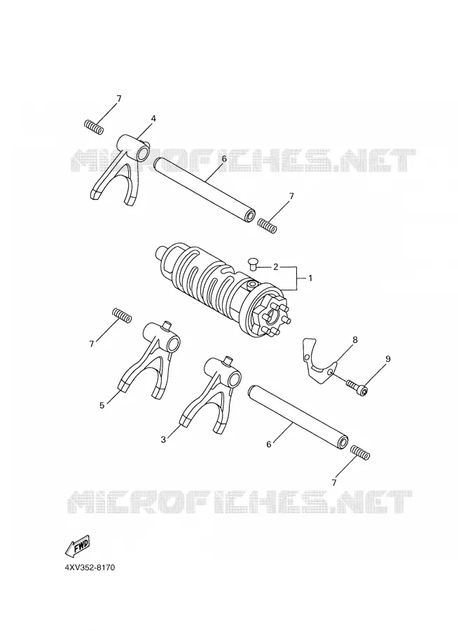BARILLET DE SELECTION / FOURCHETTES Yamaha MOTO 1000 2000 R1  YZF-R1