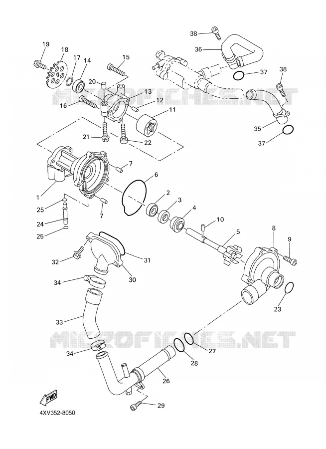 POMPE A EAU / DURITES Yamaha MOTO 1000 2000 R1  YZF-R1