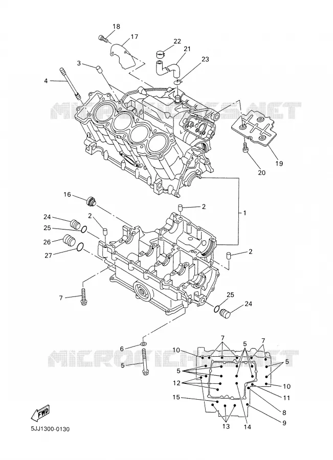 CARTER MOTEUR Yamaha MOTO 1000 2001 R1  YZF-R1