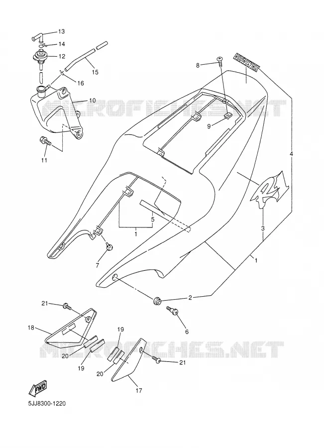 COUVERCLE LATERAL Yamaha MOTO 1000 2001 R1  YZF-R1