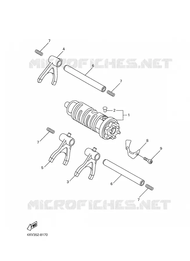 BARILLET DE SELECTION / FOURCHETTES Yamaha MOTO 1000 2001 R1  YZF-R1