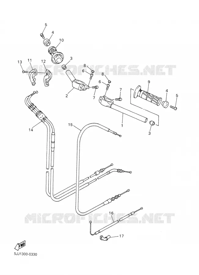 GUIDON ET CABLES Yamaha MOTO 1000 2001 R1  YZF-R1