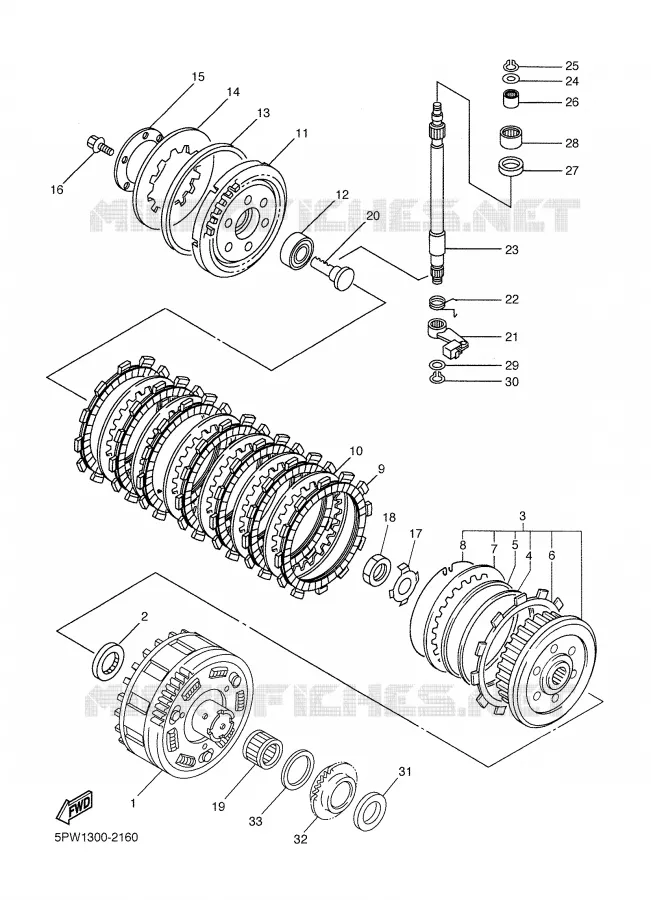 EMBRAYAGE DE DEMARREUR Yamaha MOTO 1000 2003 R1  YZF-R1