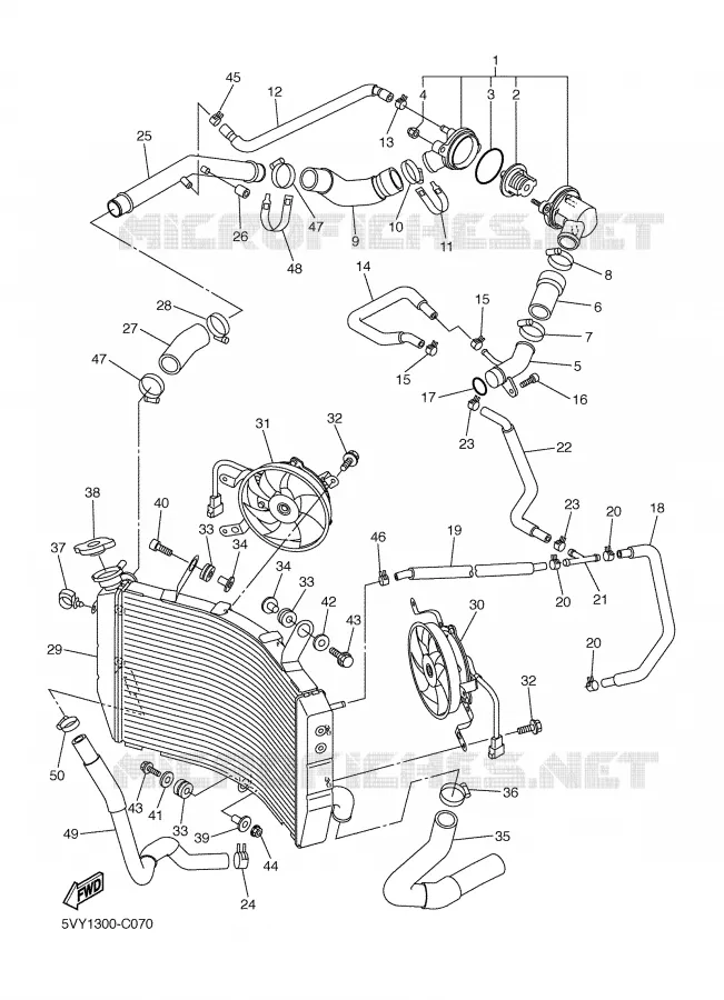 RADIATEUR / DURITES Yamaha MOTO 1000 2004 R1  YZF-R1