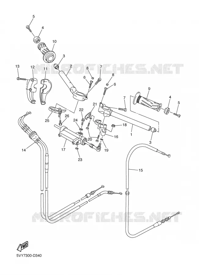 GUIDON ET CABLES Yamaha MOTO 1000 2005 R1  YZF-R1