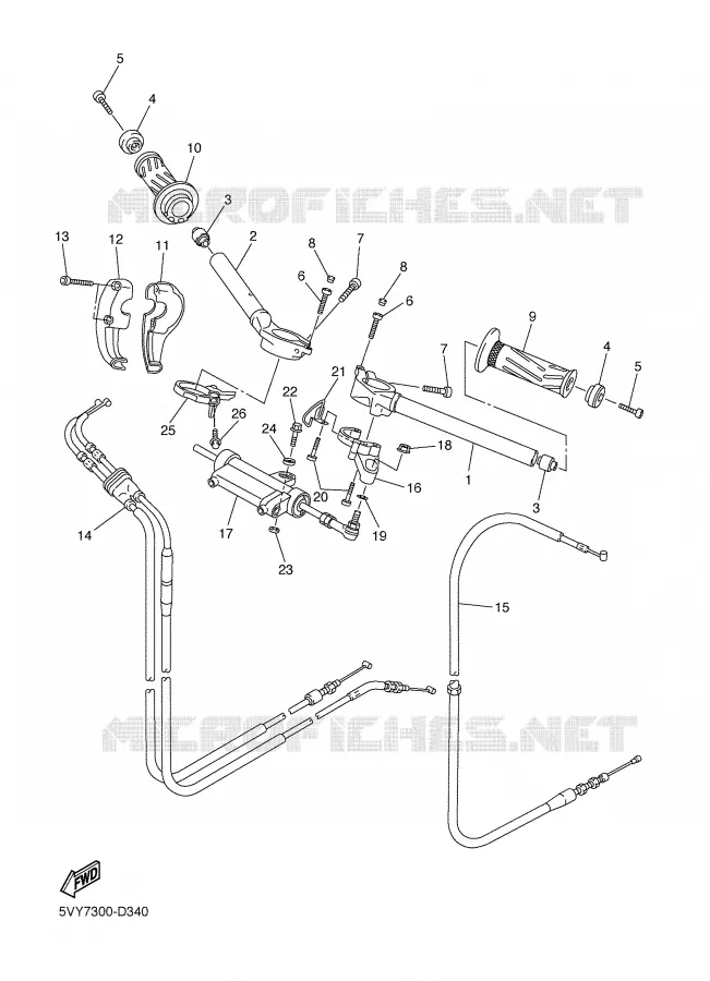 GUIDON ET CABLES Yamaha MOTO 1000 2006 R1  YZF-R1