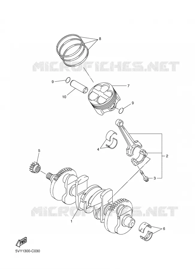 VILEBREQUIN / PISTON Yamaha MOTO 1000 2006 R1  YZF-R1