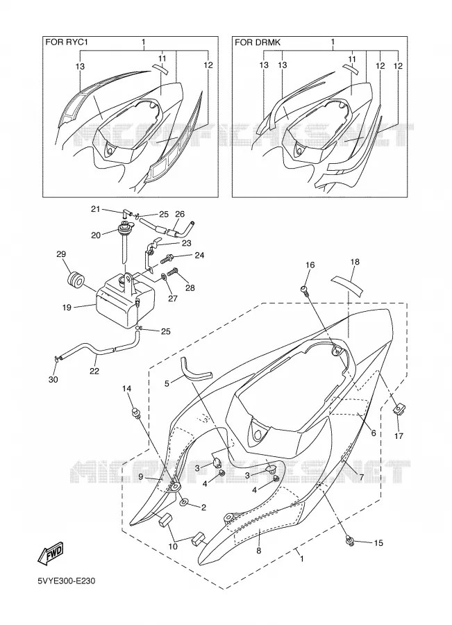 COUVERCLE LATERAL Yamaha MOTO 1000 2006 R1  YZF-R1