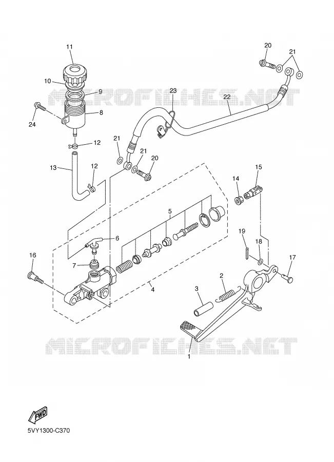 MAITRE CYLINDRE DE FREIN ARRIERE Yamaha MOTO 1000 2006 R1  YZF-R1
