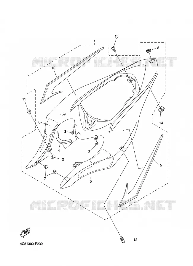 COUVERCLE LATERAL Yamaha MOTO 1000 2007 R1  YZF-R1