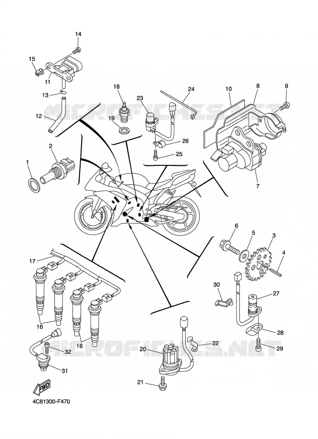 PARTIE ELECTRIQUE 1 Yamaha MOTO 1000 2007 R1  YZF-R1