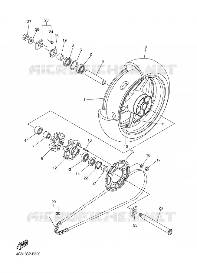 ROUE ARRIERE Yamaha MOTO 1000 2008 R1  YZF-R1