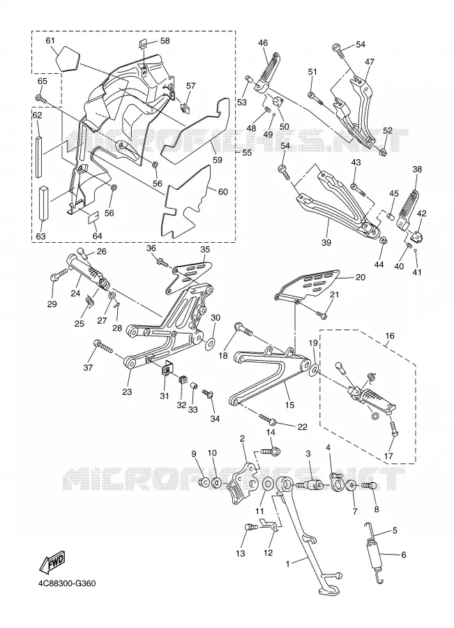 SUPPORT / REPOSE PIEDS Yamaha MOTO 1000 2008 R1  YZF-R1