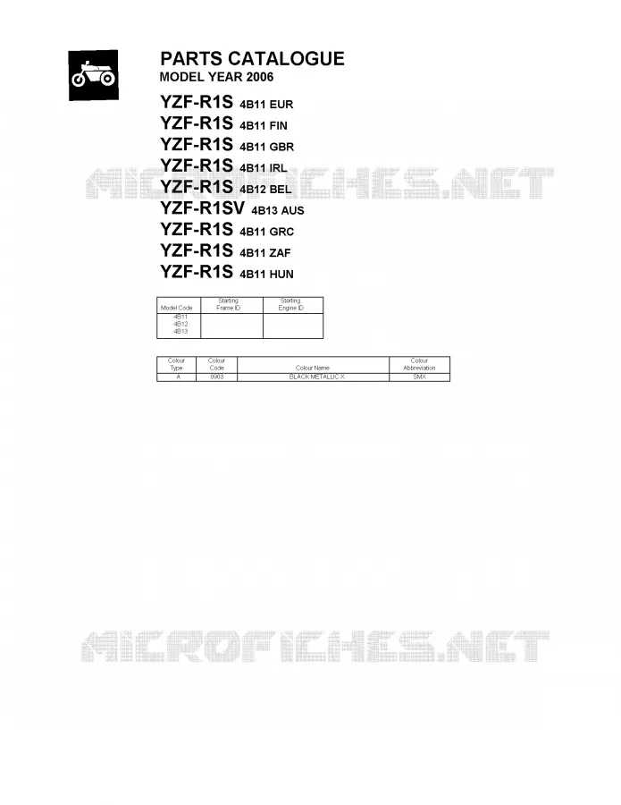 * CATALOG PREFACE * Yamaha MOTO 1000 2006 R1  YZF-R1S